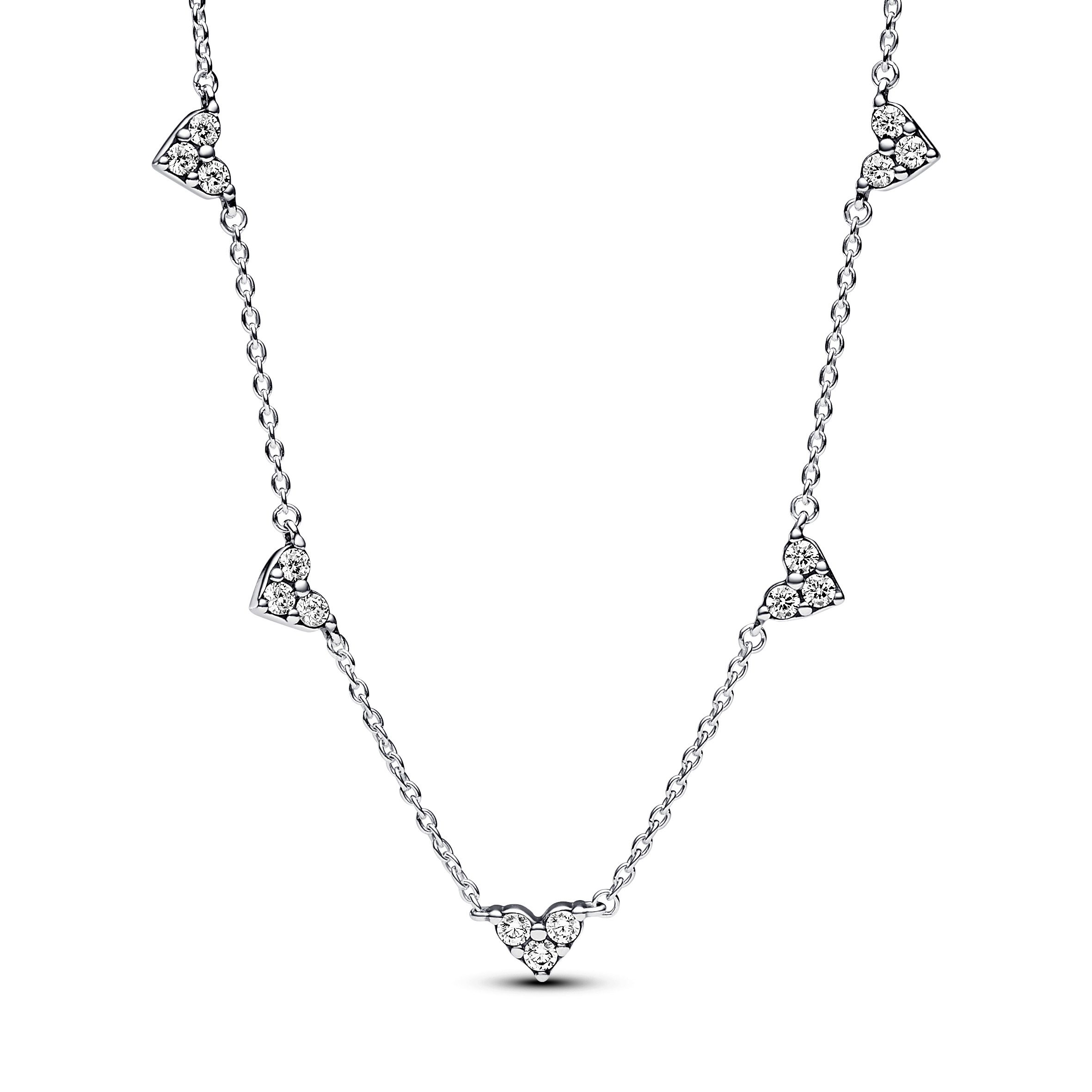 Hearts sterling silver collier with clear cubic zi