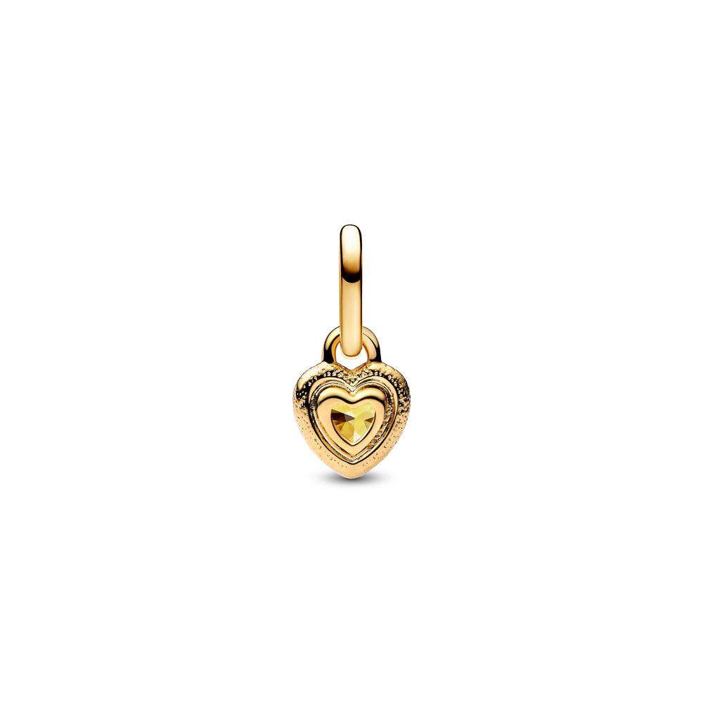 Heart 14k gold-plated mini dangle with yellow cubic zirconia
