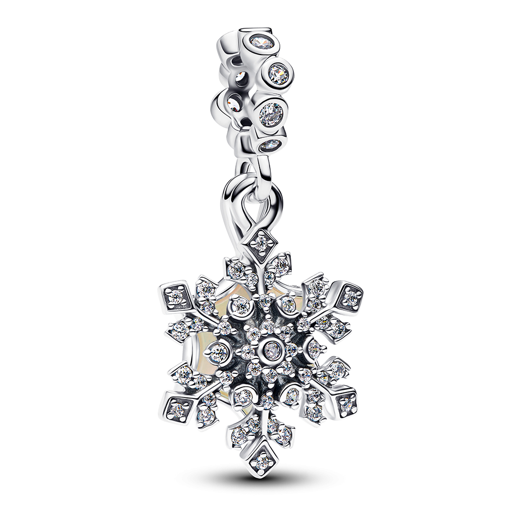 Snowflake and star sterling silver double dangle w