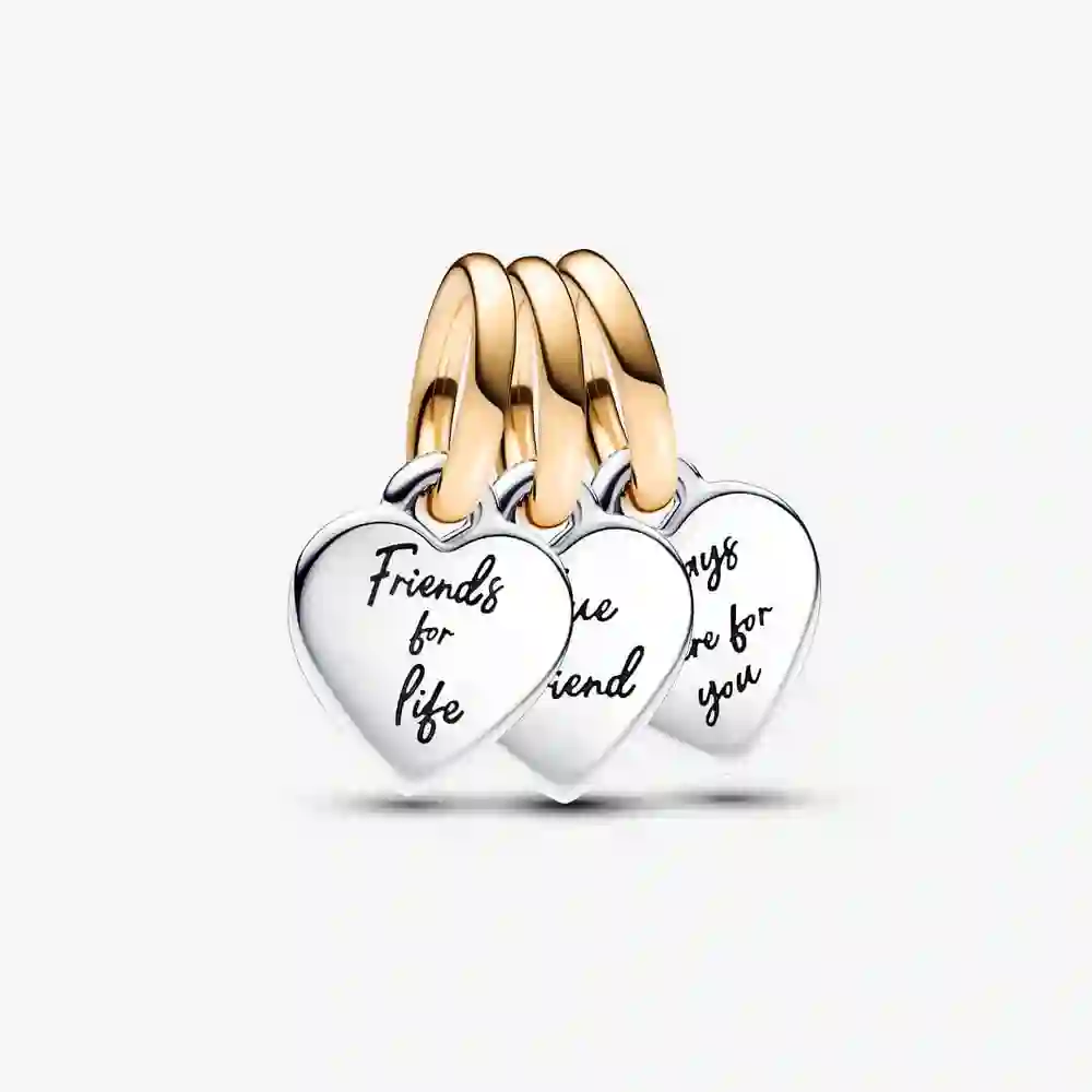 Triple hearts sterling silver and 14k gold-plated 