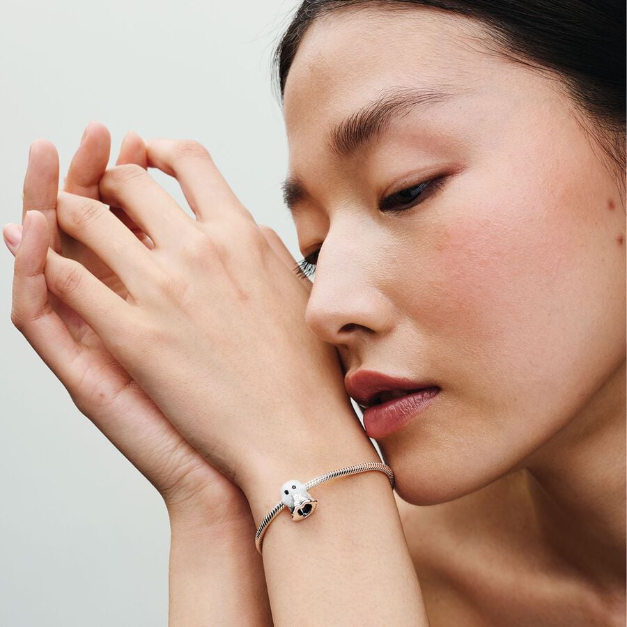 Ghost sterling silver charm with black crystal and