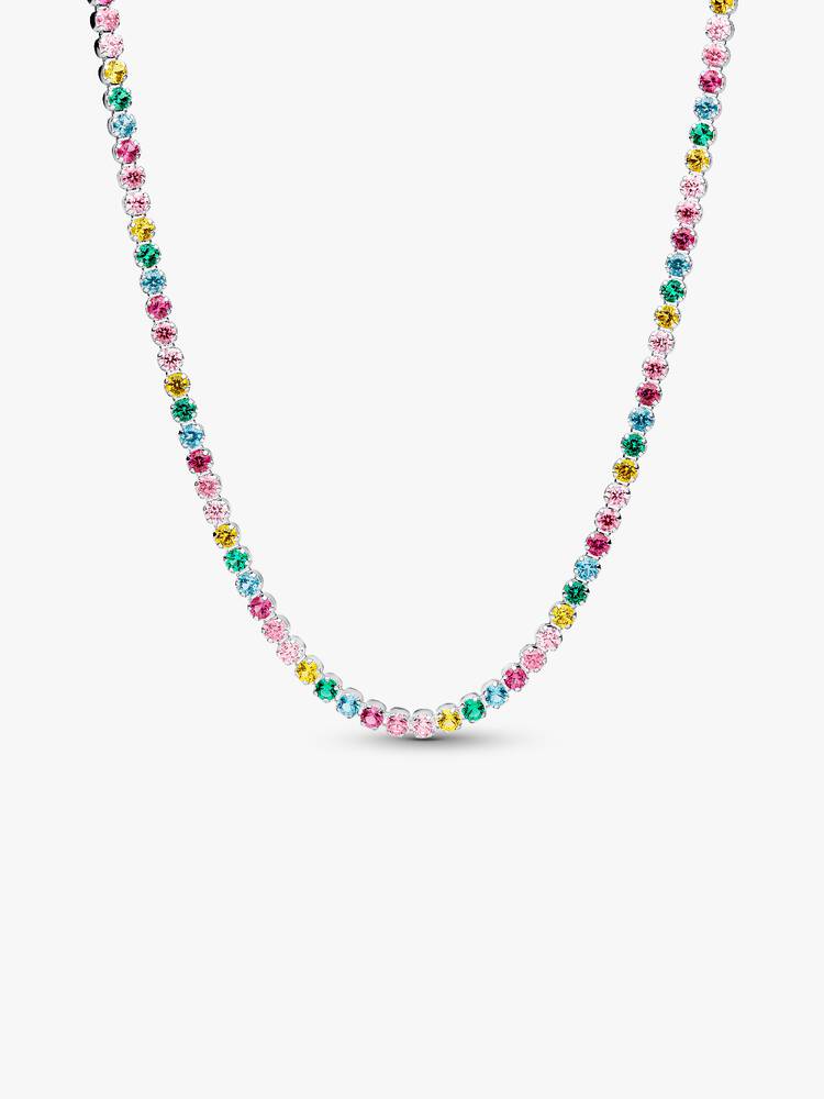 Sterling silver necklace with yellow, blue, phlox 