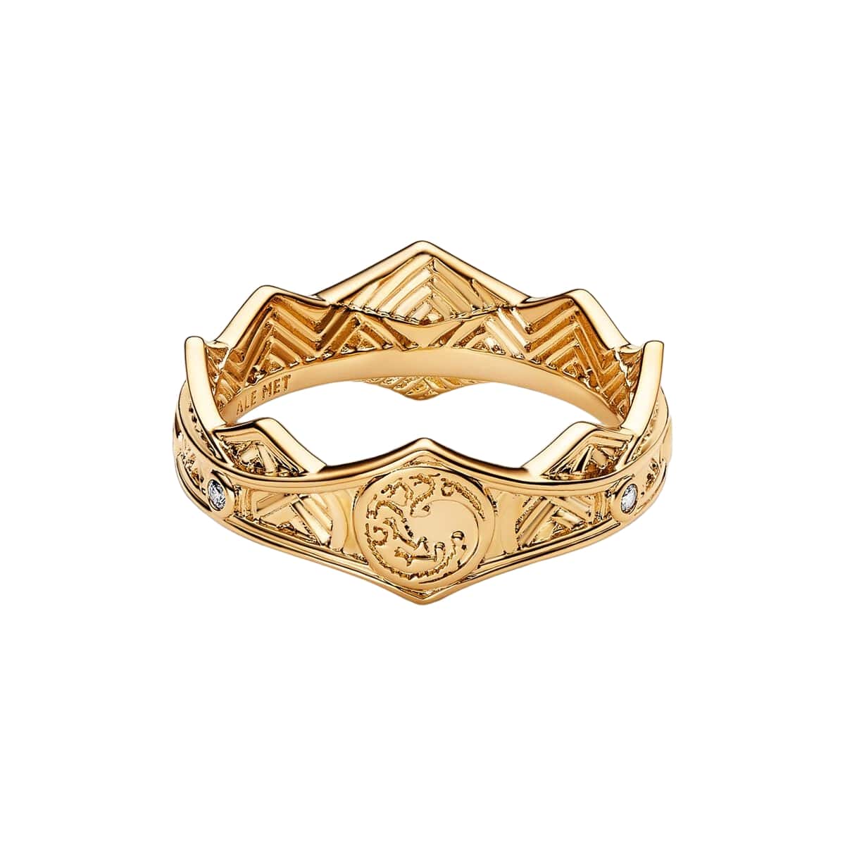 Project House Targaryen Crown 14k gold-plated ring with clear cubic zirconia
