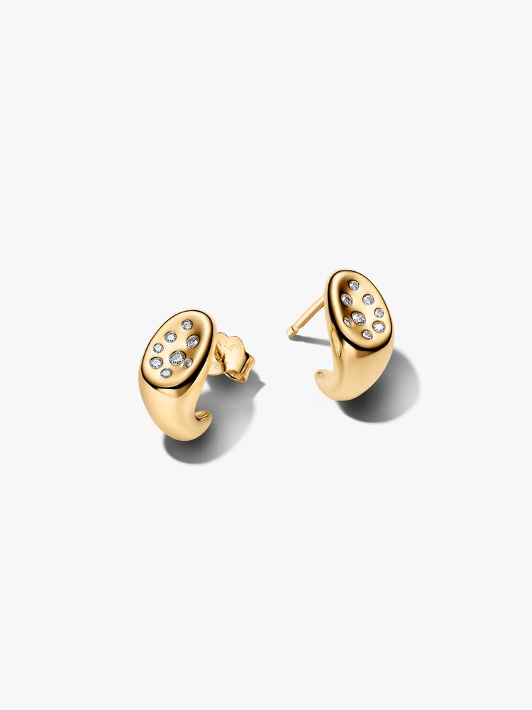 14k gold-plated stud earrings with clear cubic zir