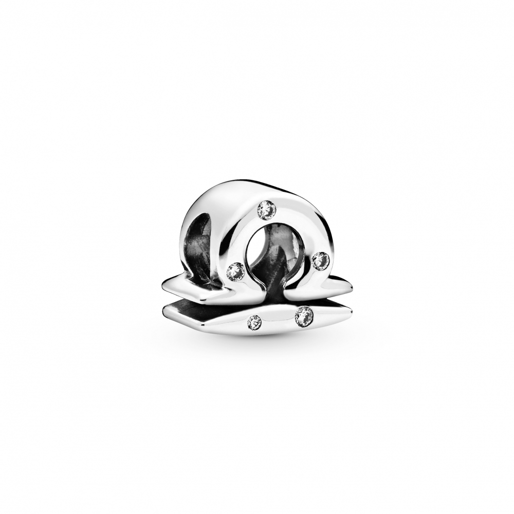 Libra sterling silver charm with clear cubic zirco