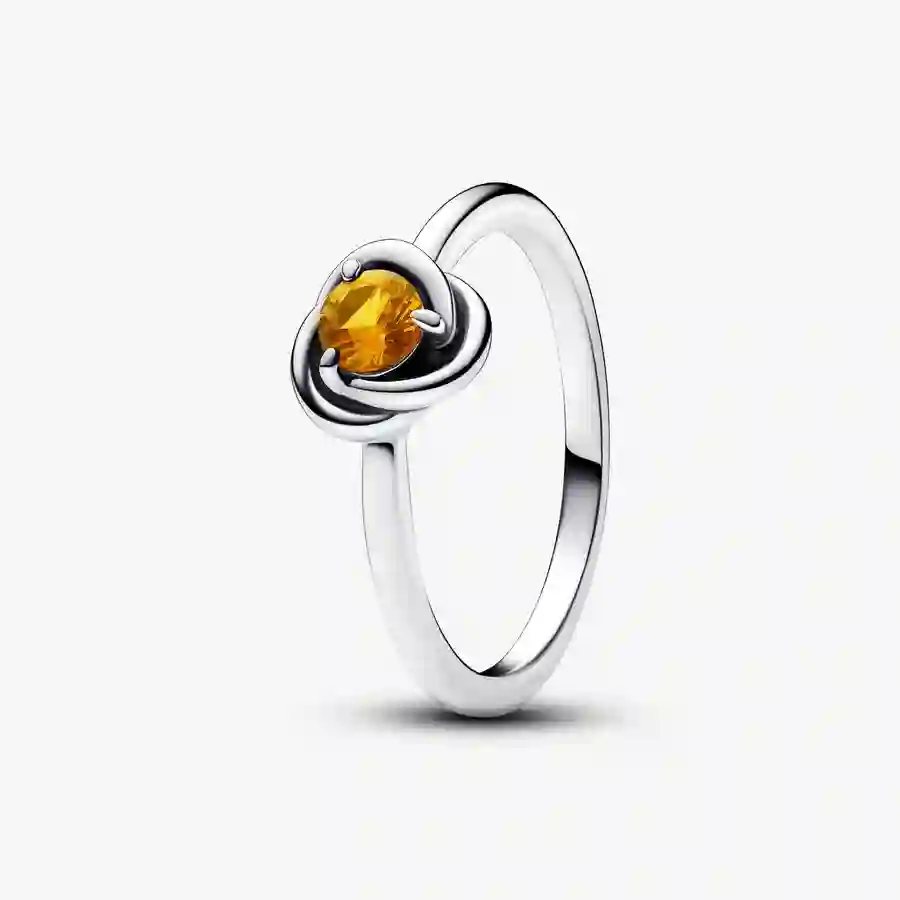 Sterling silver ring with honey coloured crystal