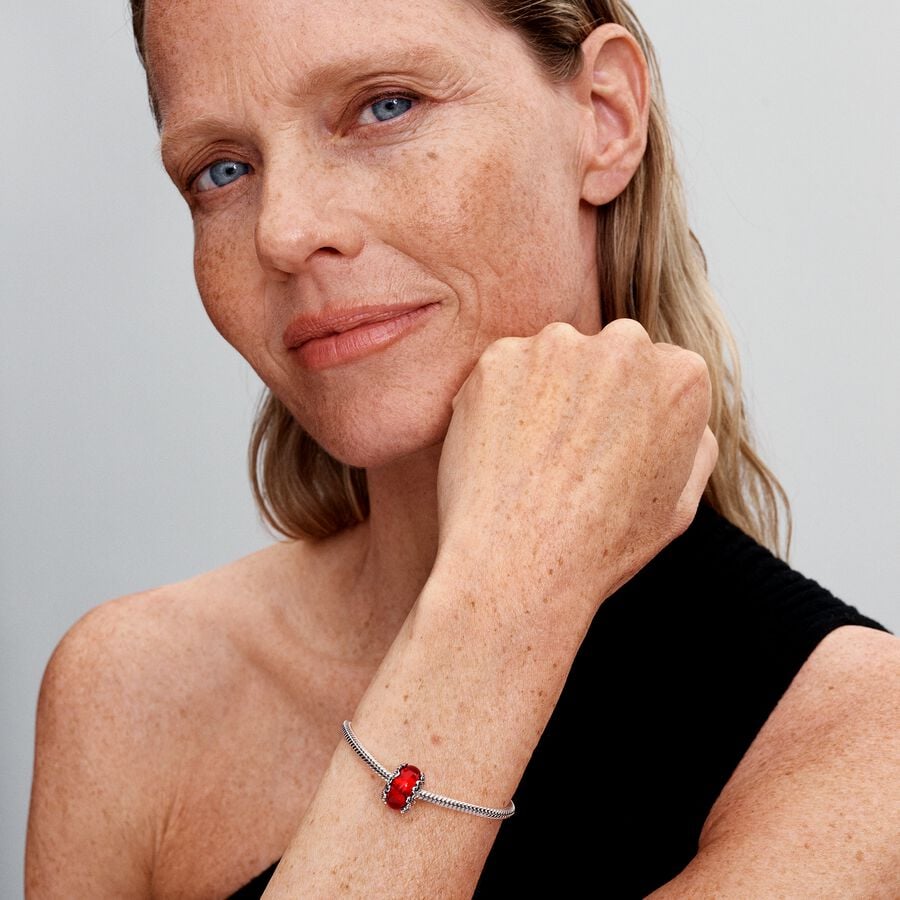 Christmas motives sterling silver charm with red M