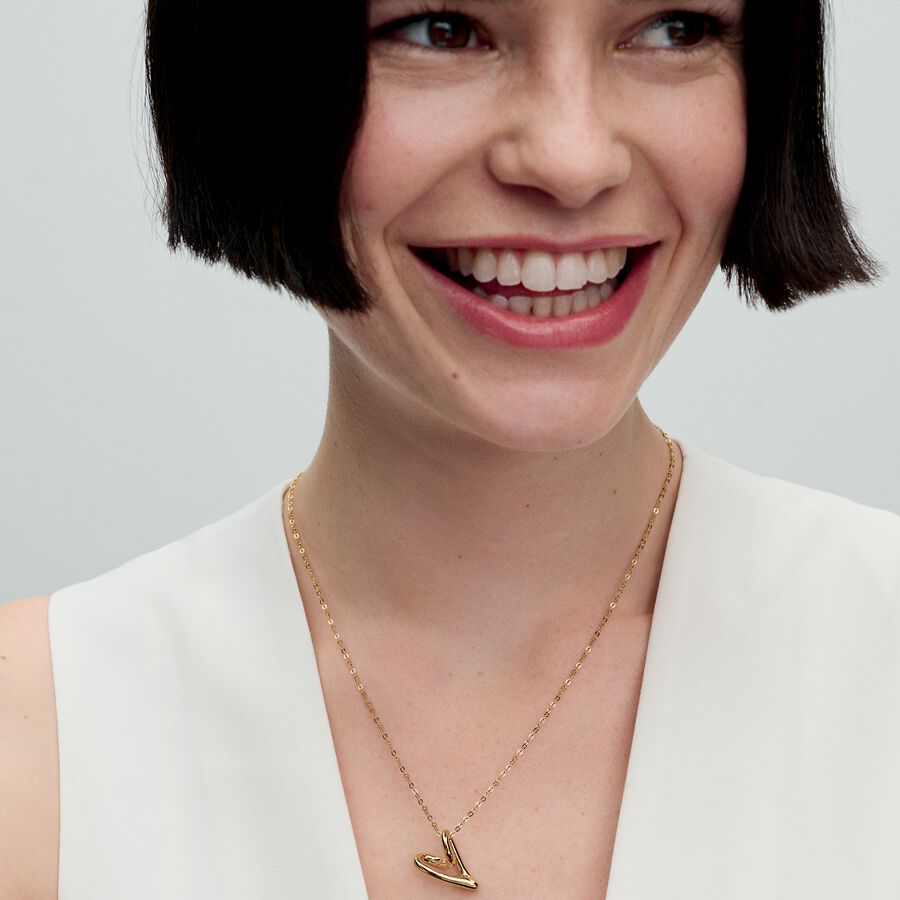 Heart pendant 14k gold-plated necklace