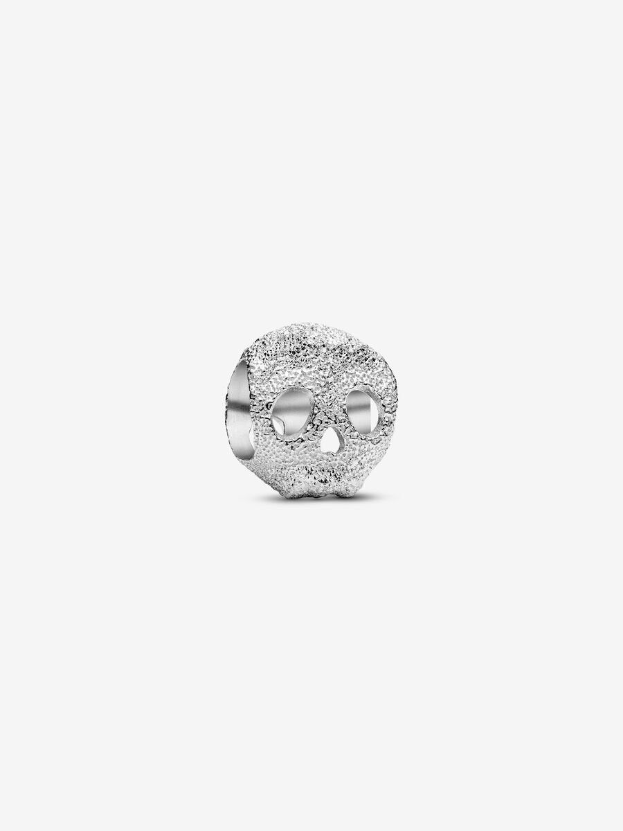 Textured skull sterling silver mini charm