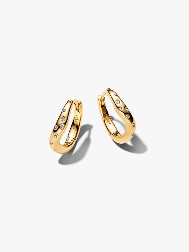 14k gold-plated hoop earrings with clear cubic zir