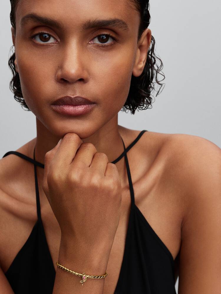 Tulip 14k gold-plated charm with fancy pink cubic 