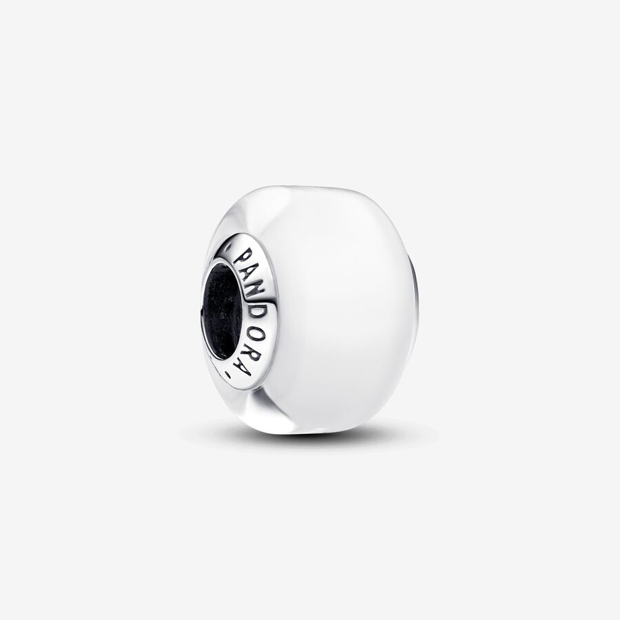 Sterling silver charm with white Murano glass