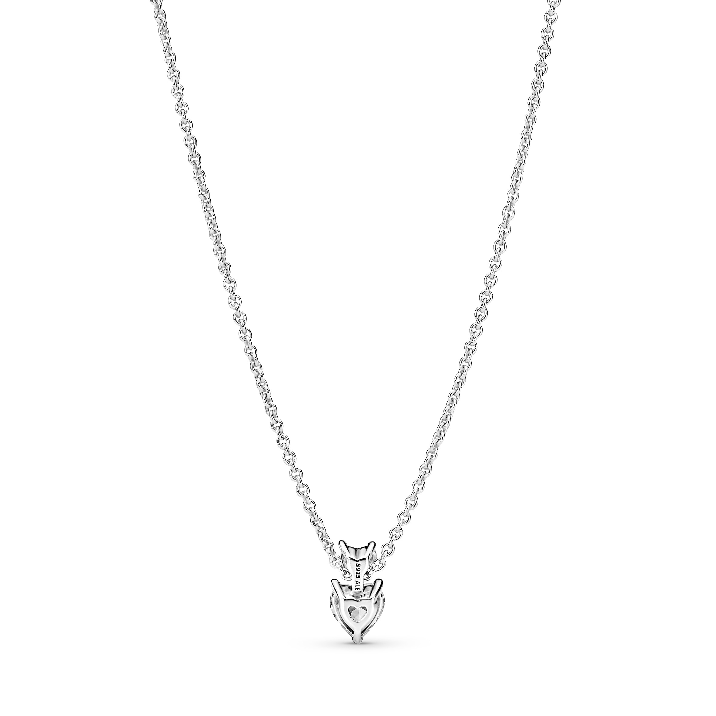 Heart sterling silver collier with clear cubic zir