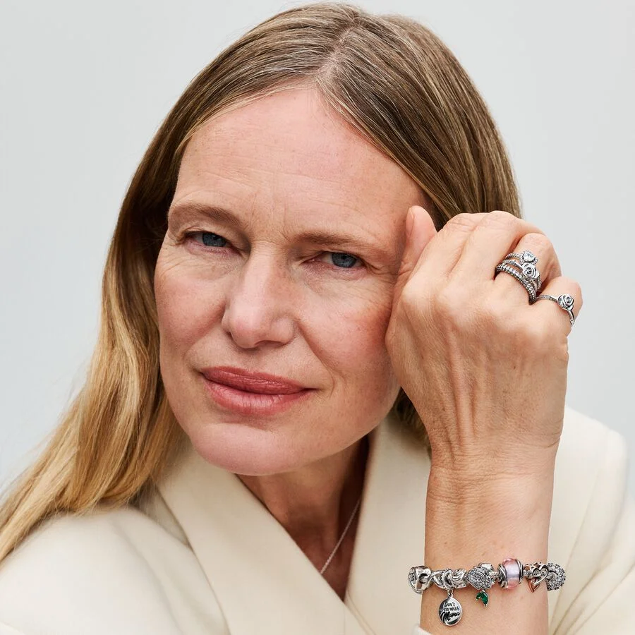 Snake chain sterling silver bracelet with rose clasp