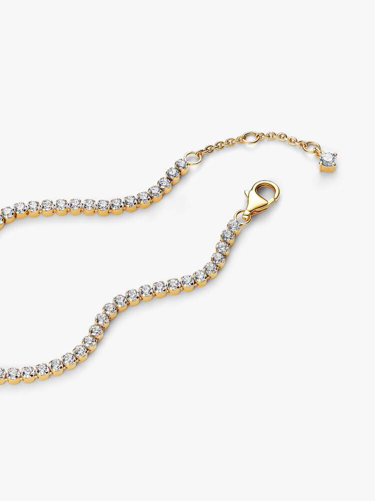 14k gold-plated tennis bracelet with clear cubic z