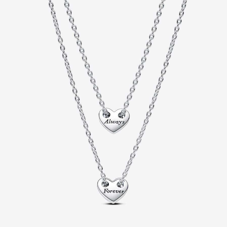 Hearts sterling silver splittable collier necklace