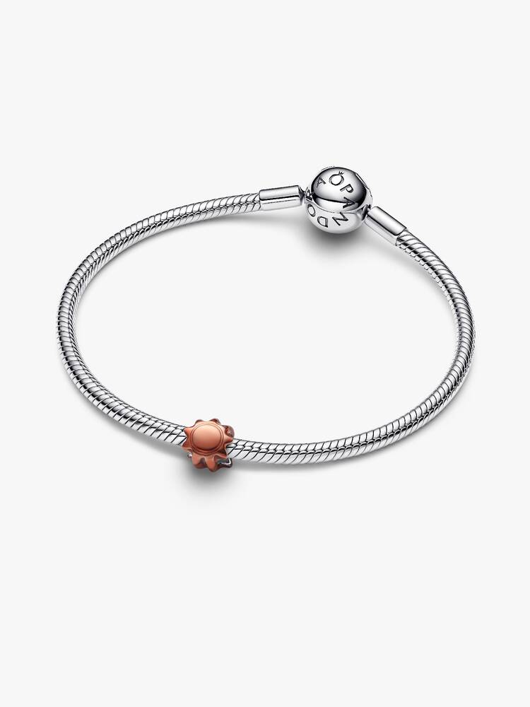 Sun sterling silver mini charm with orange enamel