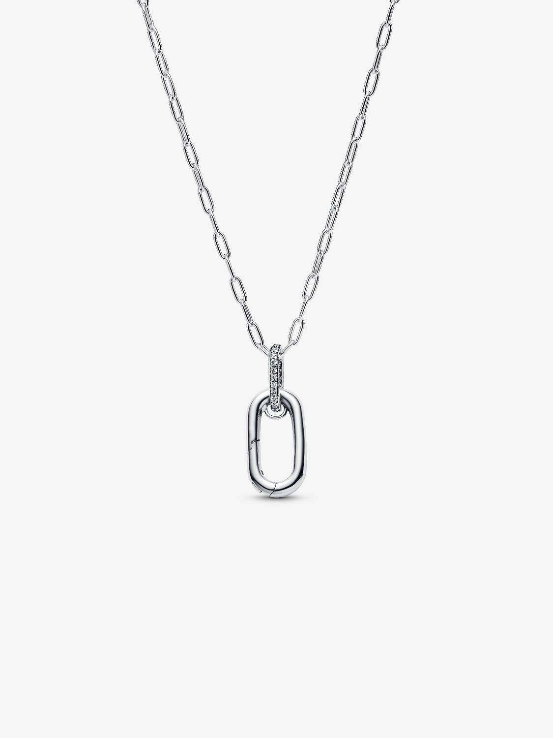 Sterling silver openable link pendant necklace wit