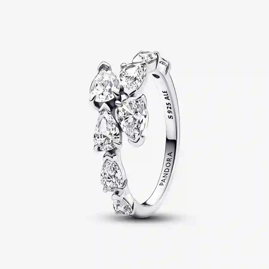 Sterling silver ring with clear cubic zirconia