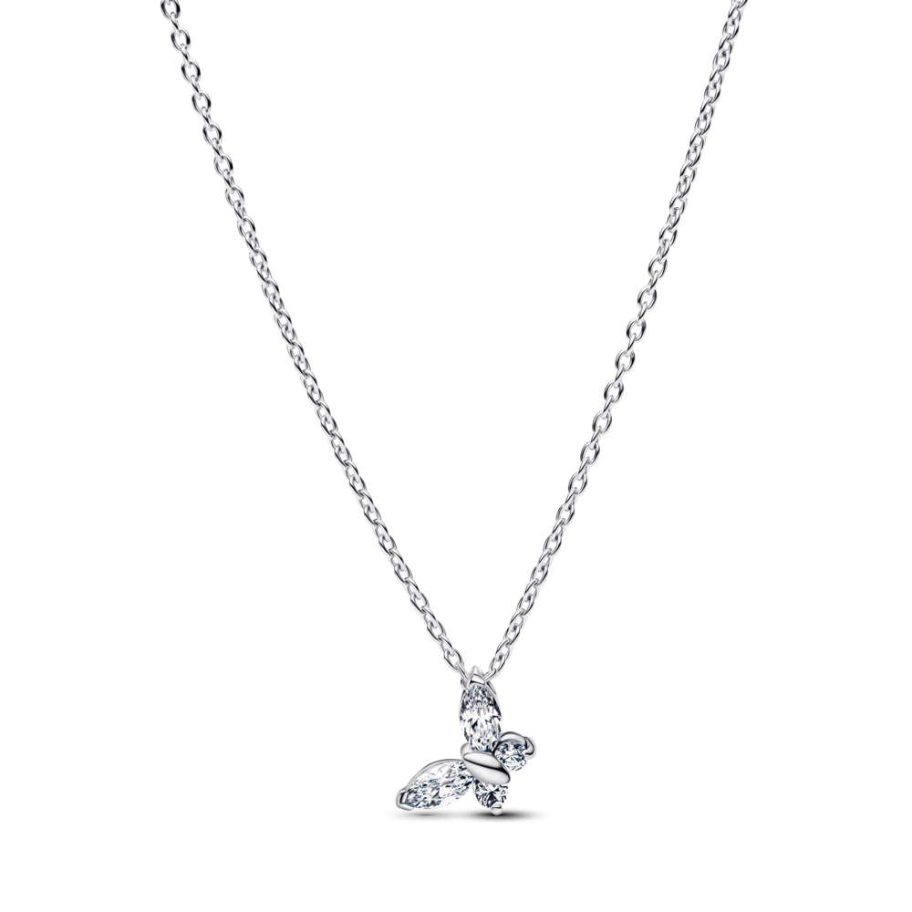 Butterfly sterling silver collier with clear cubic