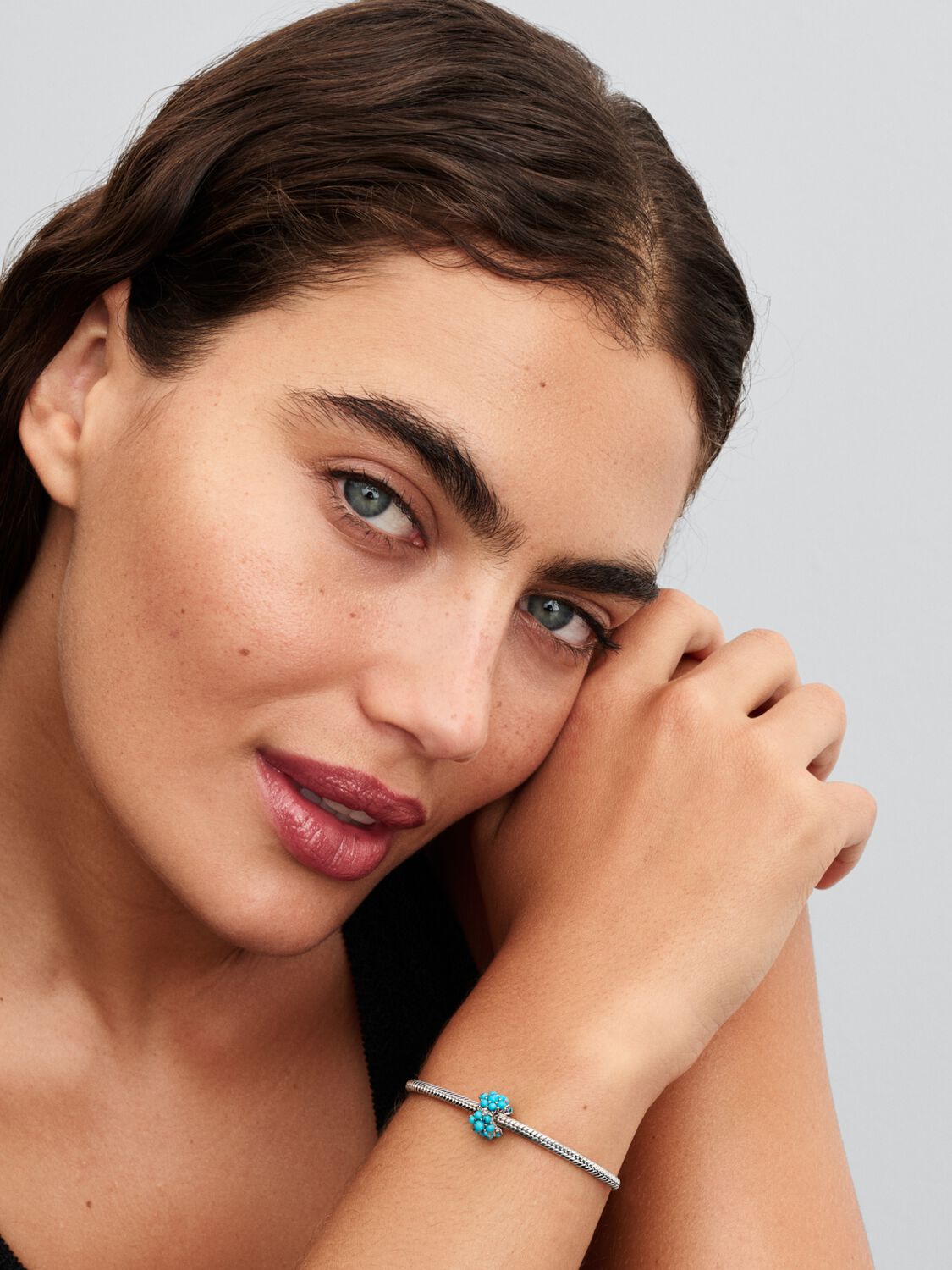 Sterling silver charm with clear cubic zirconia an