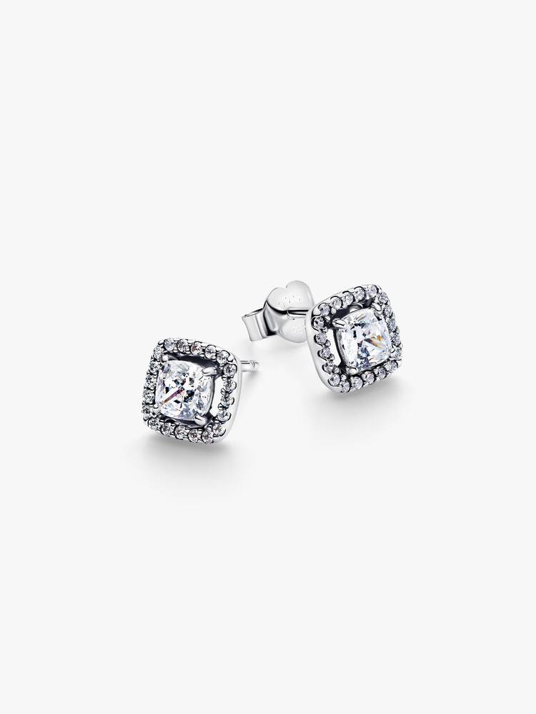 Sterling silver stud earrings with clear cubic zir