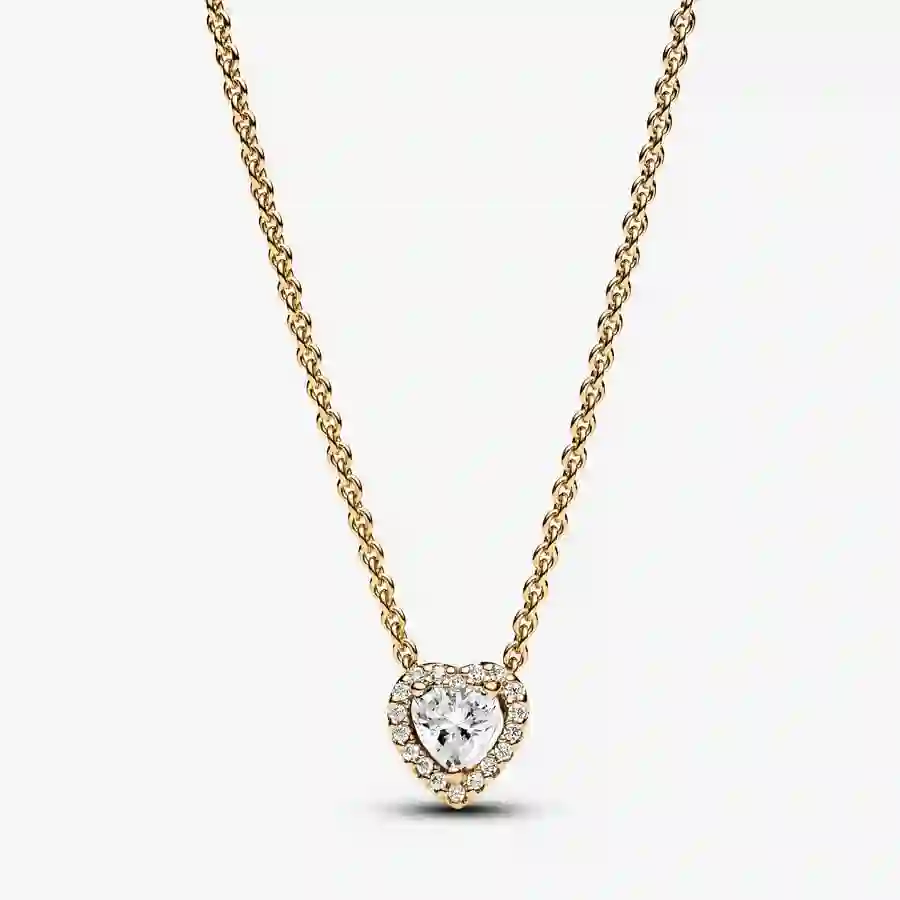 Heart 14k gold-plated collier with clear cubic zir