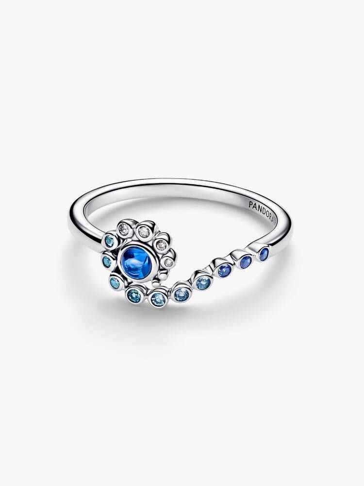 Disney Moana sterling silver ring with clear cubic zirconia, icy green, icy blue, royal blue and lon