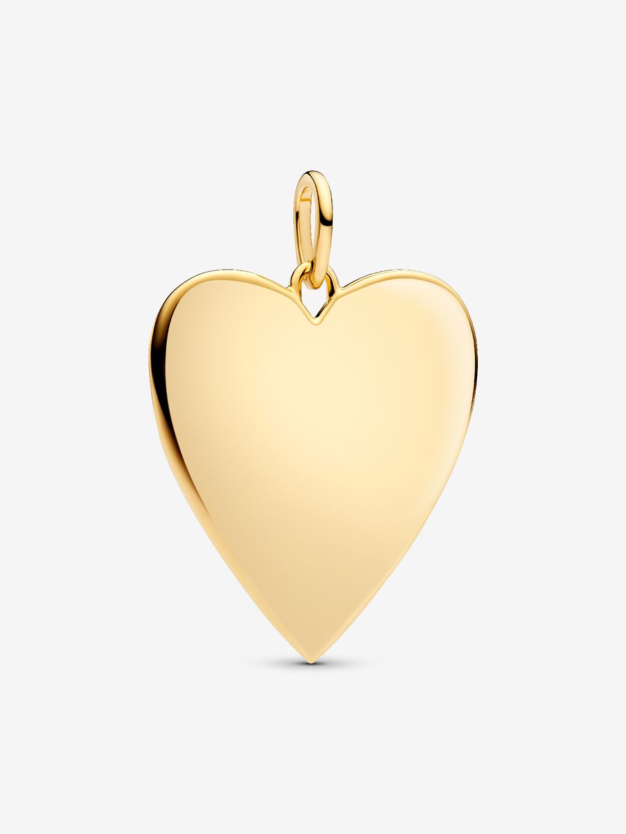 Engravable oversized heart 14k gold-plated pendant