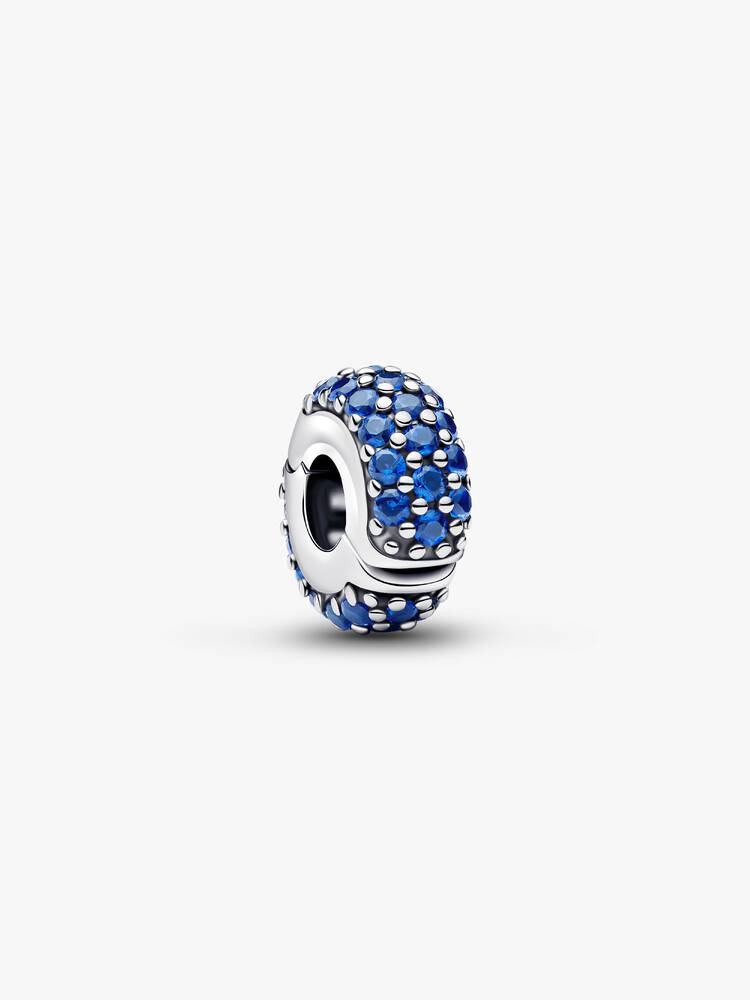 Sterling silver clip with royal blue crystal and s