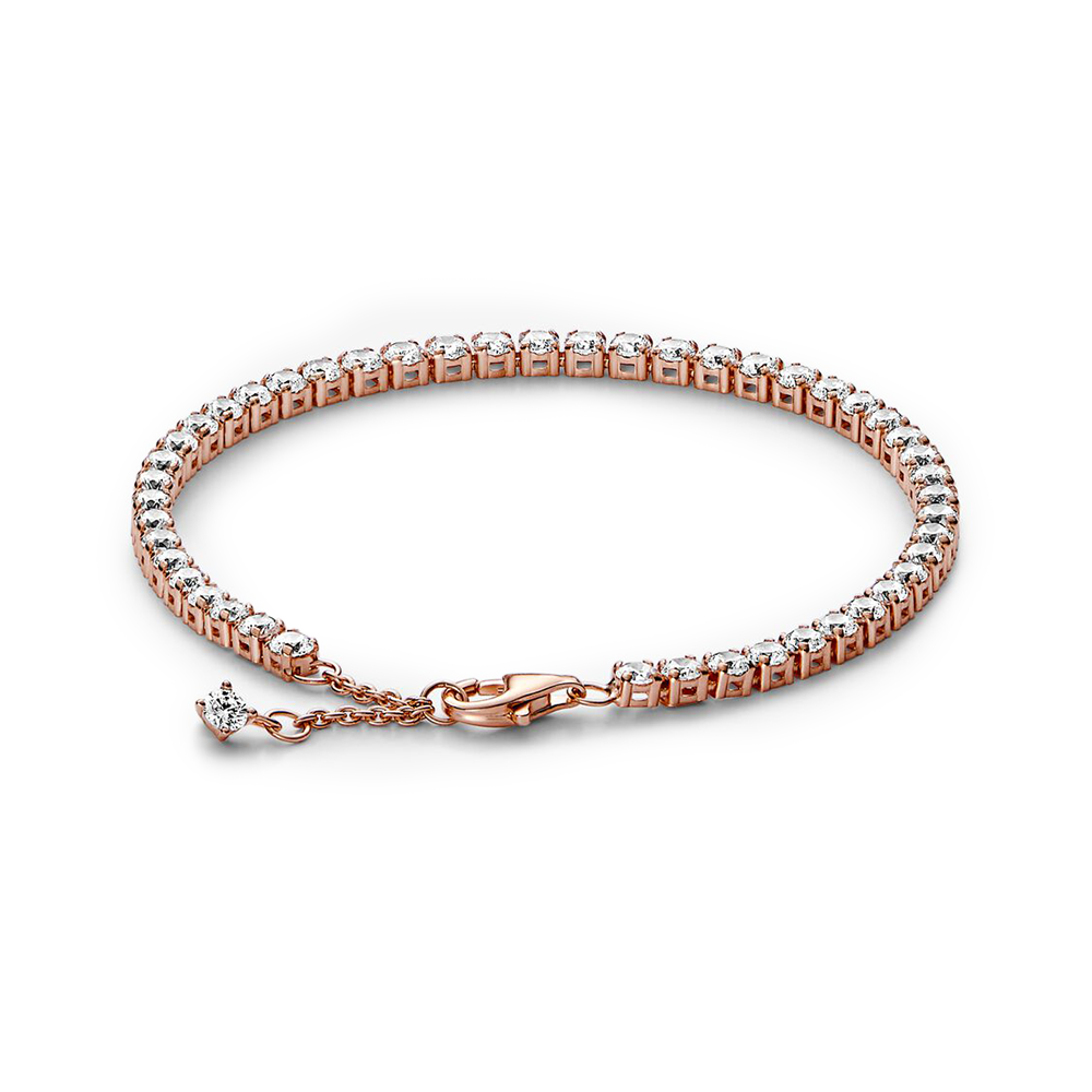 14k Rose gold-plated bracelet with clear cubic zirconia