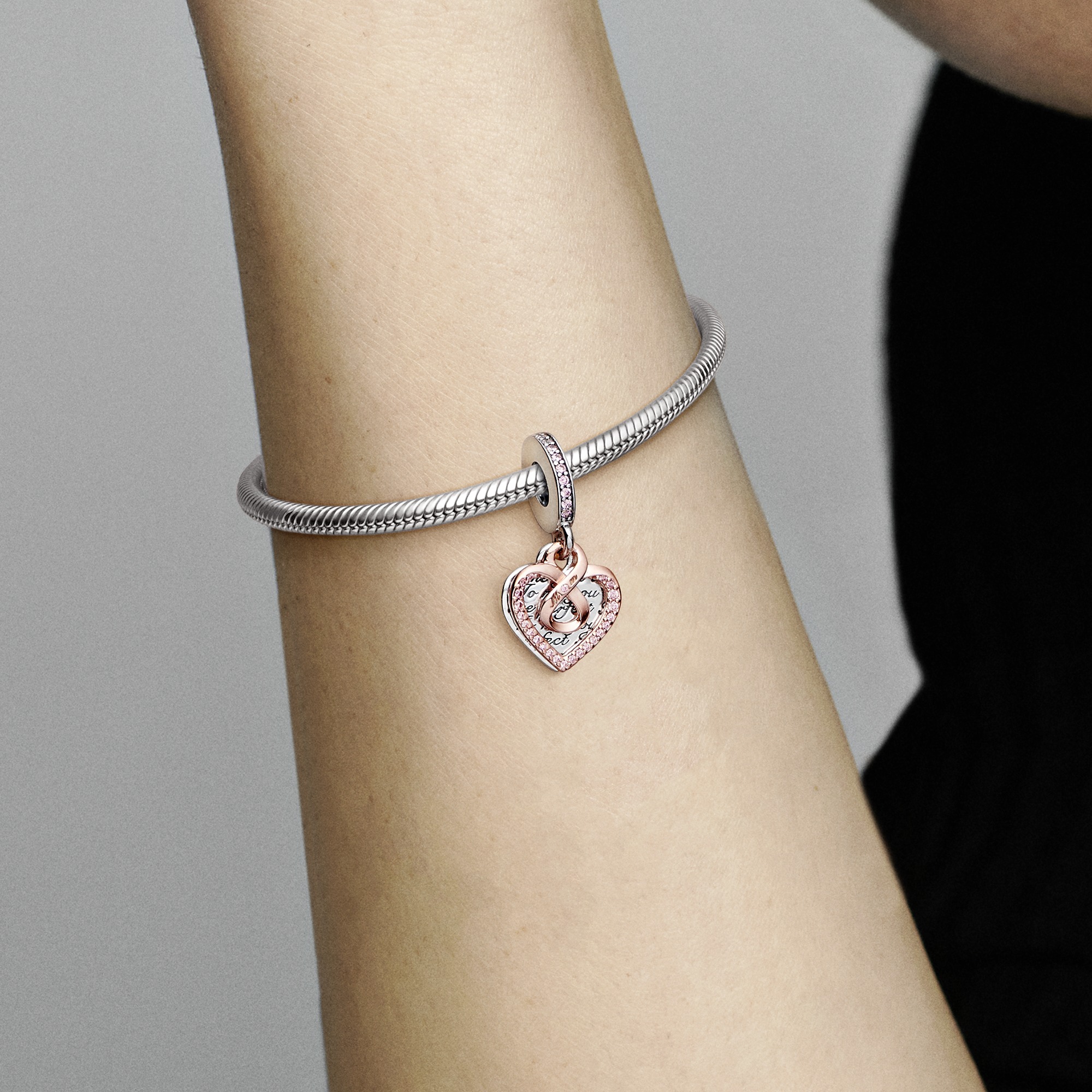Heart sterling silver and 14k rose gold-plated dou