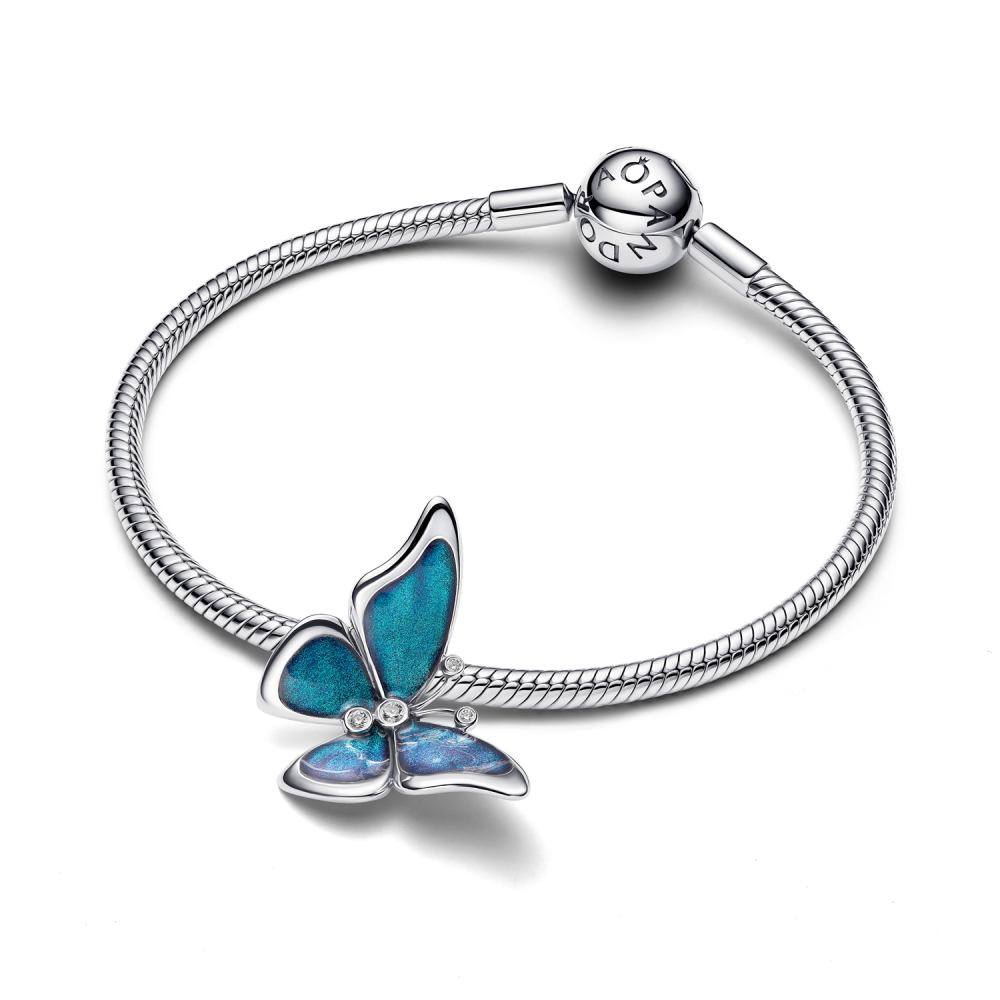 Butterfly sterling silver charm with clear cubic z