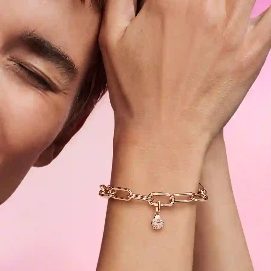 Ladybird 14k rose gold-plated mini dangle with cle