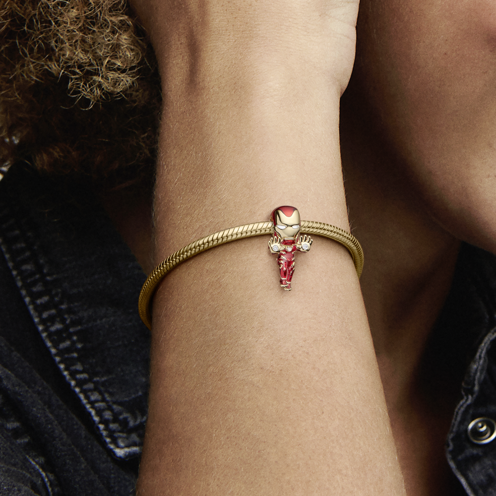 Marvel Iron Man 14k gold-plated charm with clear c