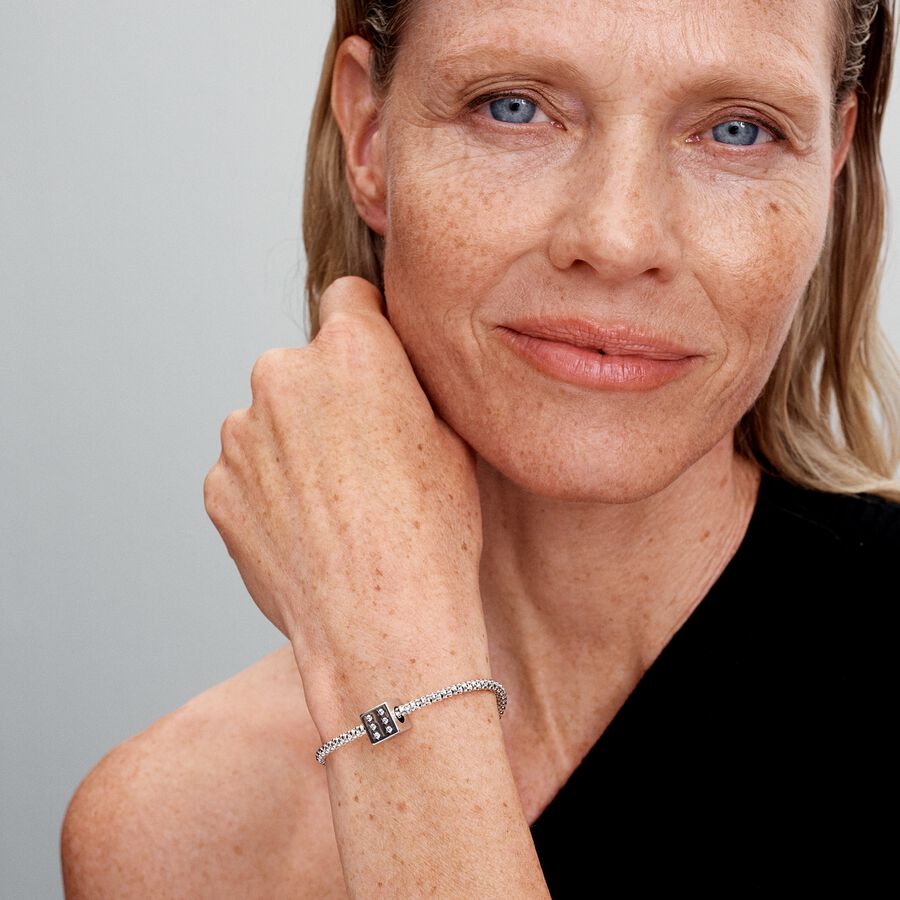 Dice sterling silver charm with clear cubic zircon