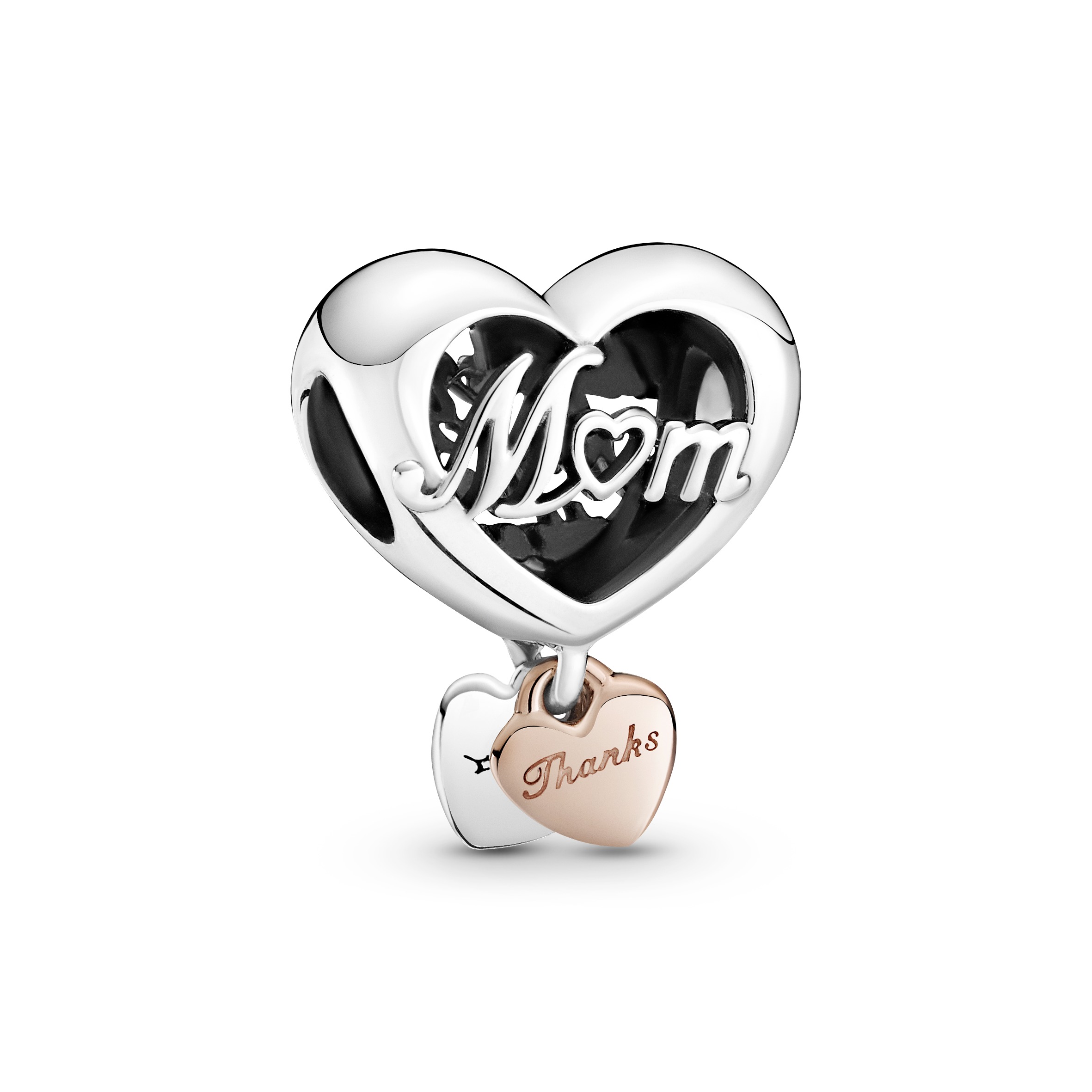 Mum and heart sterling silver and 14k rose gold-pl