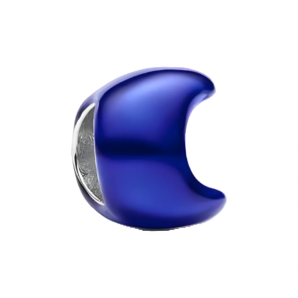 Moon sterling silver mini charm with blue enamel