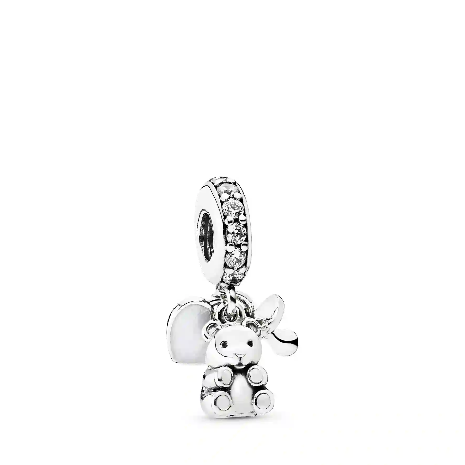 Silver dangle with clear cubic zirconia and silver