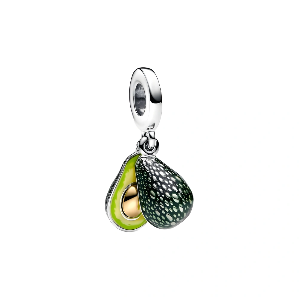 Avocado sterling silver and 14k gold-plated dangle with transparent green, apple green and lime gree
