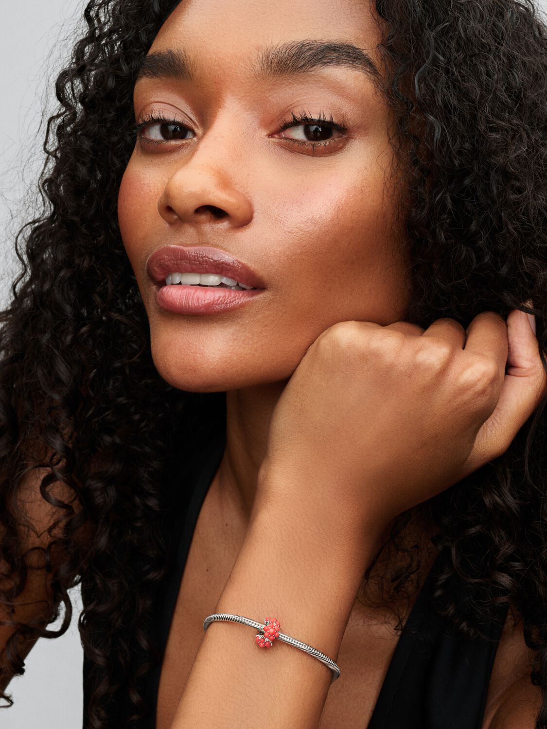 Sterling silver charm with clear cubic zirconia an