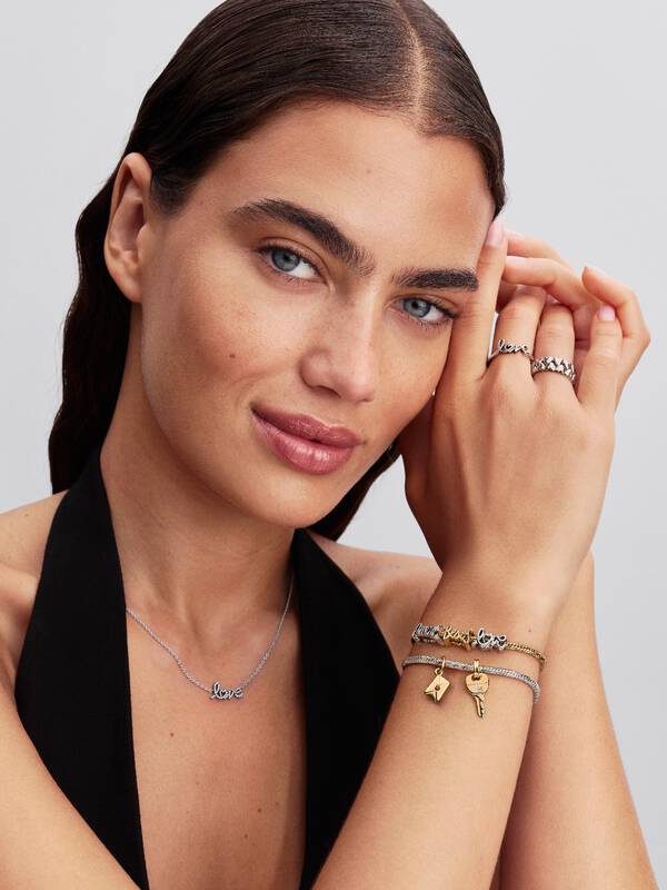 Key 14k gold-plated dangle with clear cubic zircon