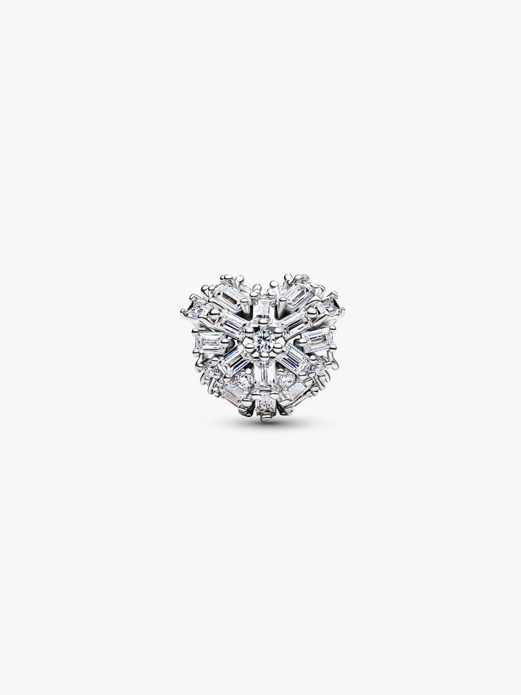 Heart sterling silver charm with clear cubic zirco