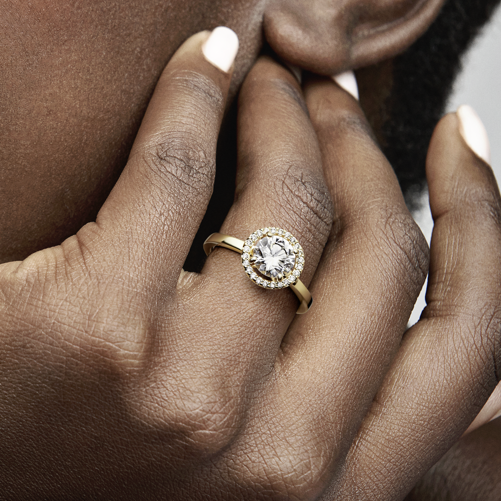 14k Gold-plated ring with clear cubic zirconia