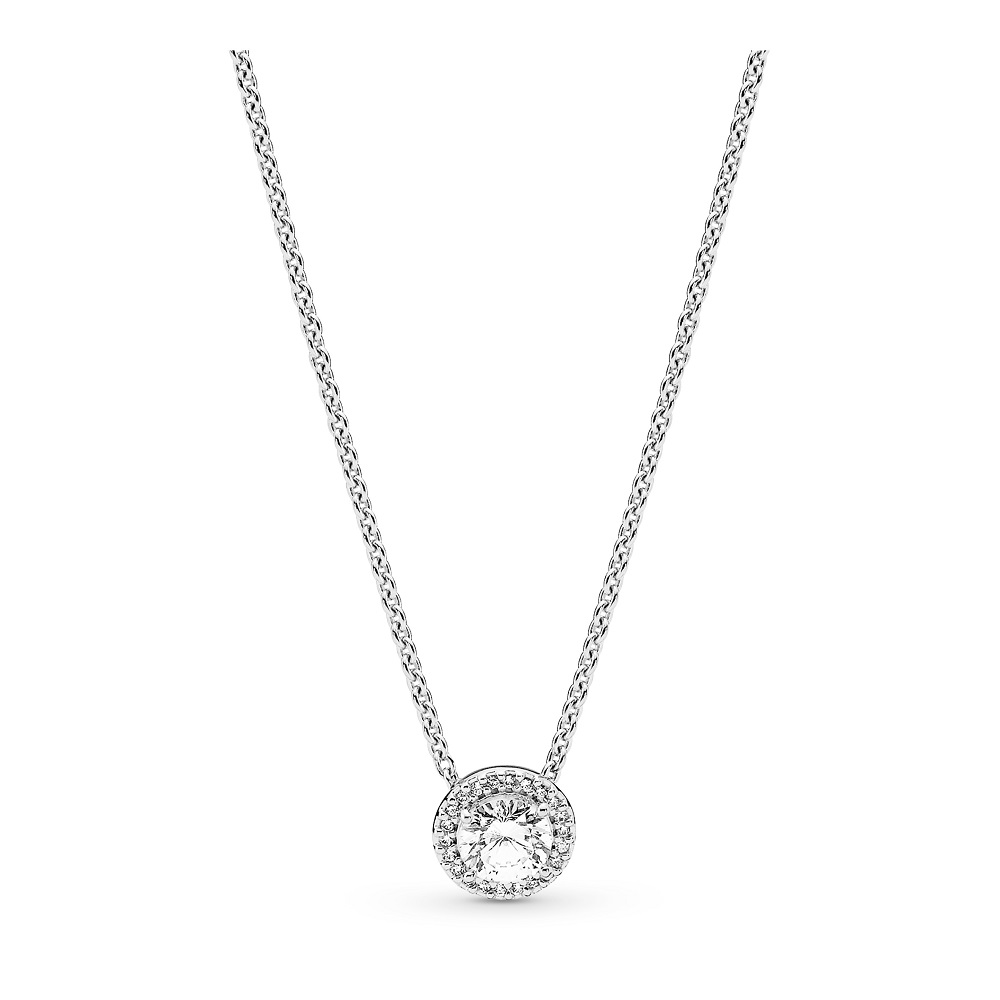 Silver necklace with clear cubic zirconia