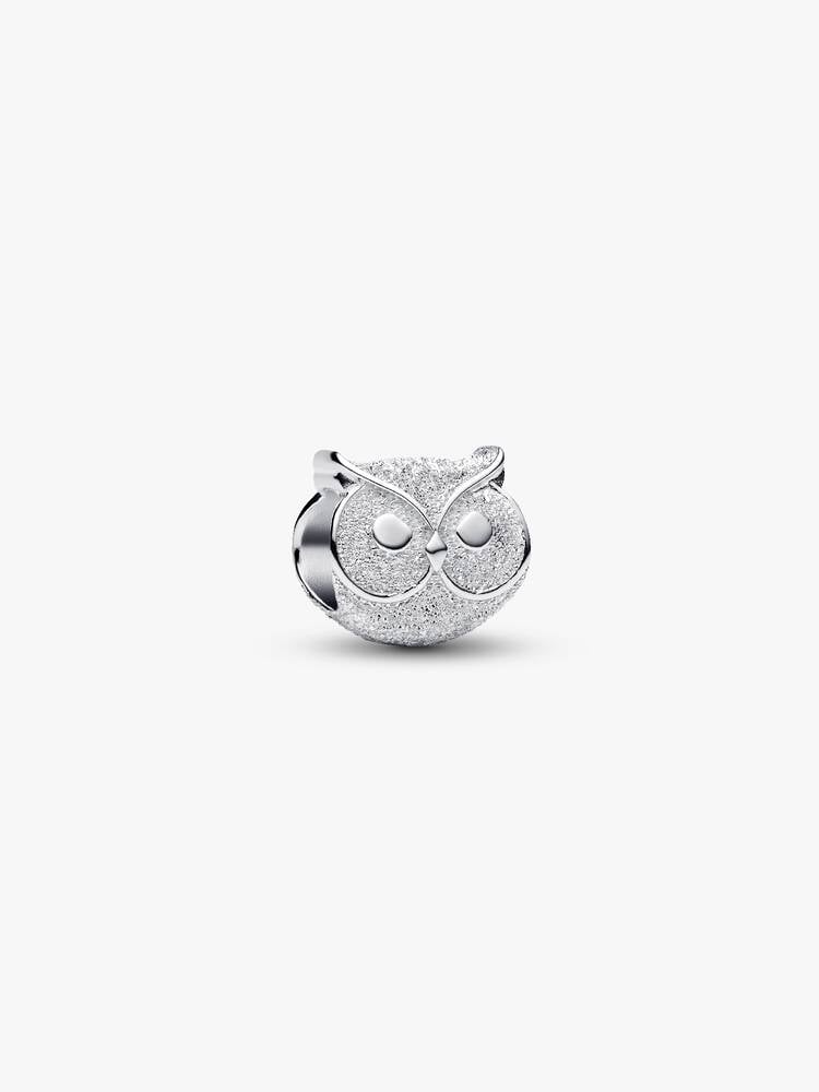 Textured owl sterling silver mini charm