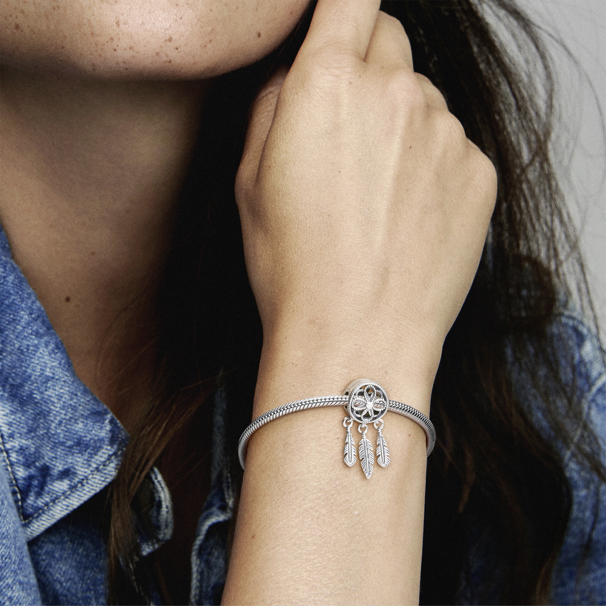 Dream catcher silver charm