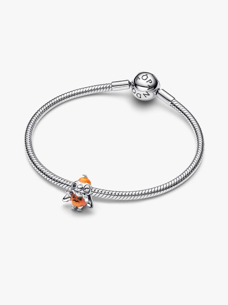Disney Stitch halloween sterling silver charm with imitation of orange quartz and black enamel