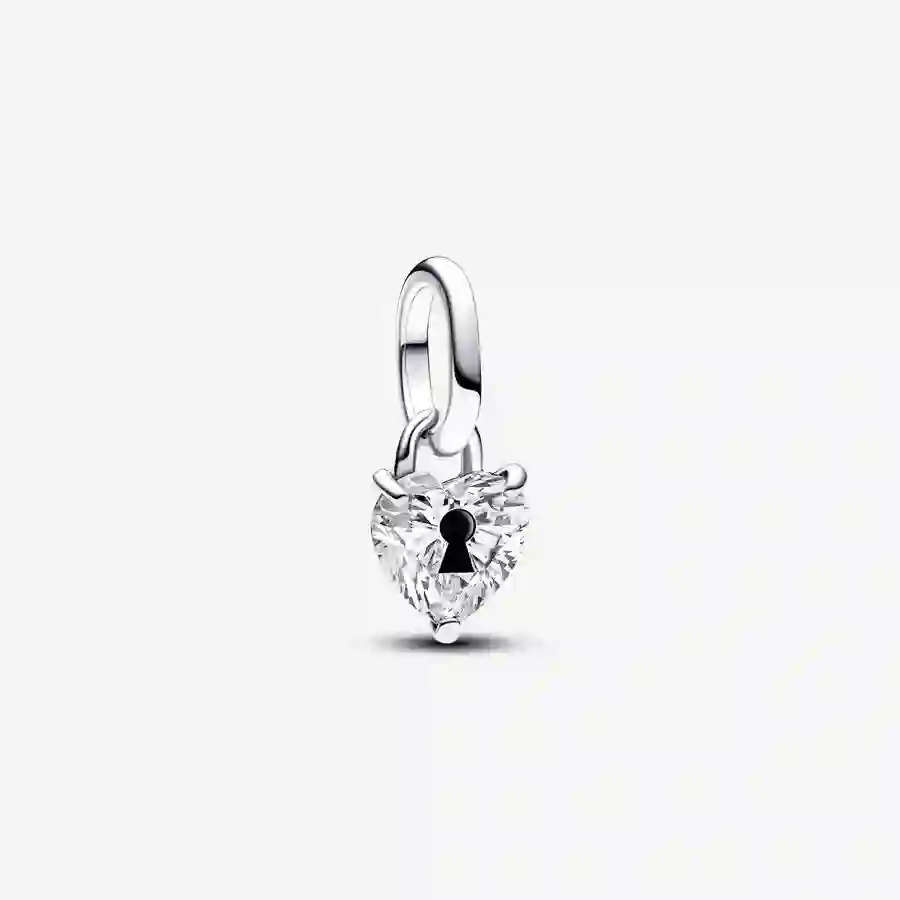 Keyhole heart sterling silver mini dangle with cle