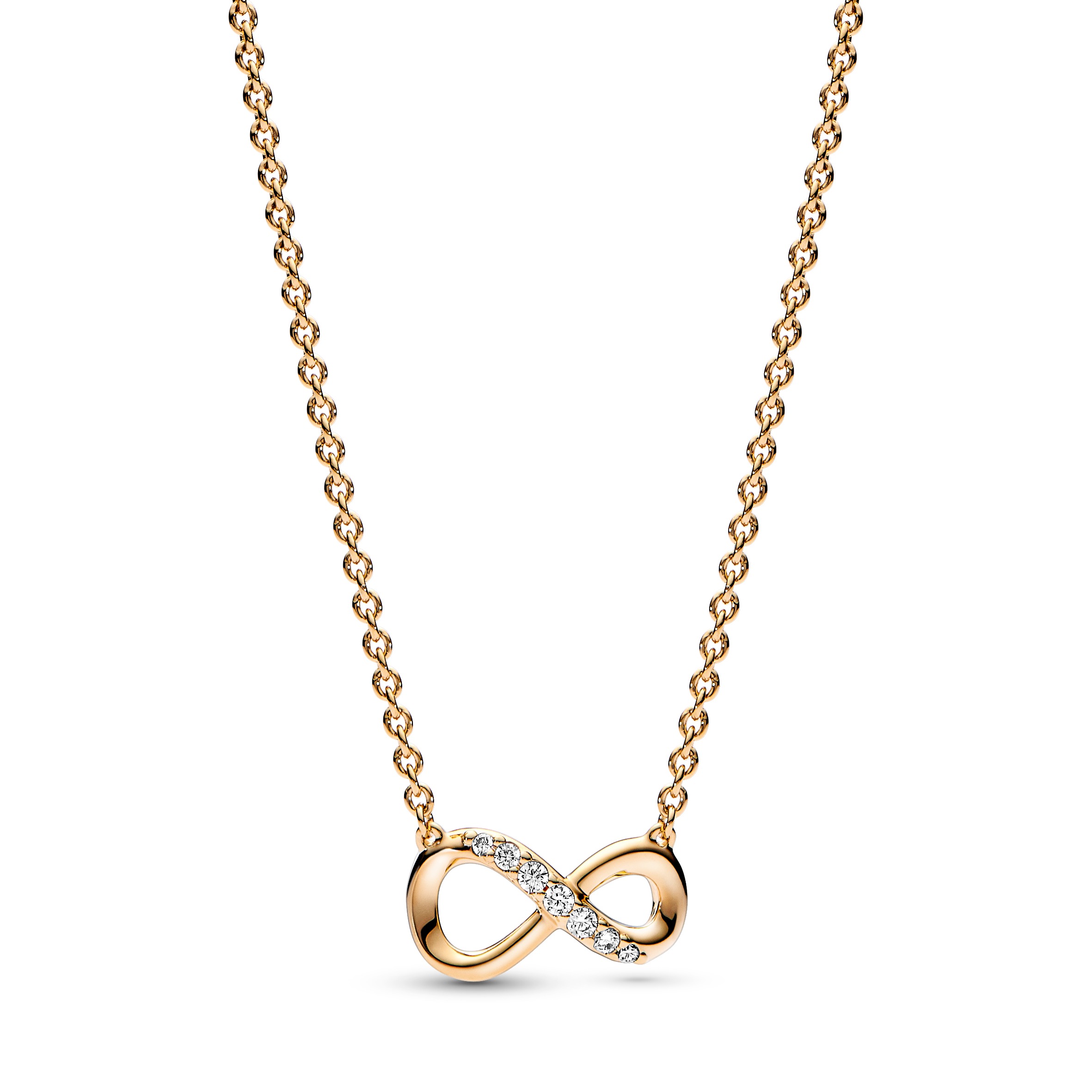 Infinity 14k gold-plated collier with clear cubic zirconia